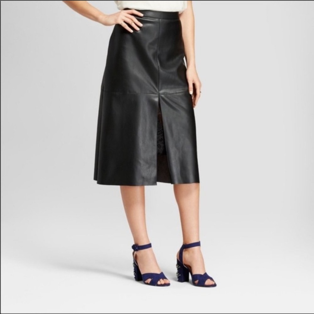 Who What Wear Vegan Leather Black Skirt